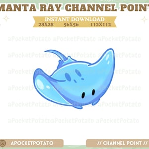 Manta Ray Channel Point - Ozean Twitch Badge - Tier Abzeichen - Süßer Twitch Channel Point - Regenbogen Punkt - Kawaii Twitch Channel Point Abzeichen