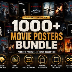 Movie Posters Bundle, 1000+ Digital Download Prints, Vintage & Minimalist Film Wall Art Collection, Room Decor Set