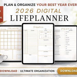 2026 Digital Planner for iPad – Dated Portrait Life Planner with Hyperlinks for GoodNotes