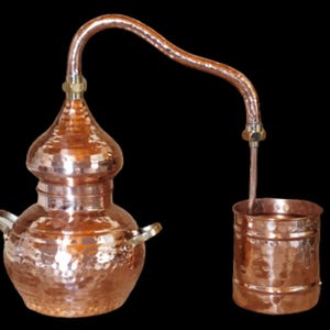 Klassische Kupferbrennblase 1,5 l oder 3 l Traditioneller Destillierapparat für aromatische Pflanzen zur Gewinnung von ätherischen Ölen und Hydrolaten...Spirituosen