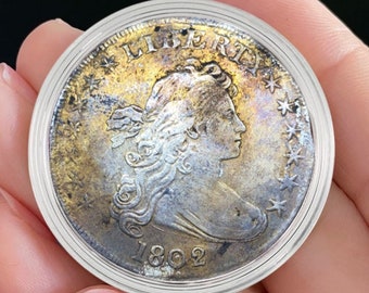 Rare 1802 Liberty Flowing Hair American US Dollar Silver multiColor Antique