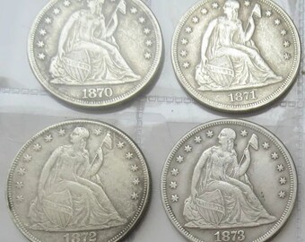 US 1870-1873 CC 4pcs/lot Seated Liberty Dollar Silver Plated