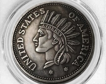 US 1851 Indian Dollar Commemorative Silver Plated