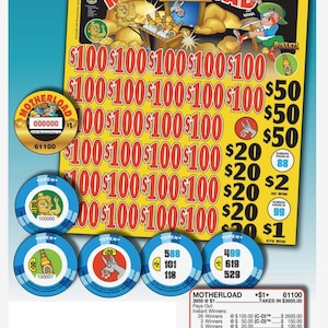 Pull Tab Tickets - Chips - Game - Pick Board -MotherLoad- 3,955 ct