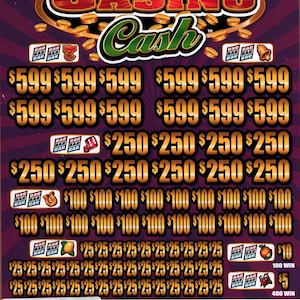 Casino Cash -  5 Dollar ticket - Pull Tab Ticket - Five Window - Tickets for Amusement Purposes Only