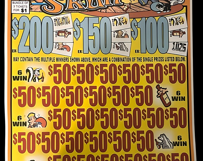 Drunk as a Skunk Jar Ticket Pull Tab Ticket Ticket for Amusement