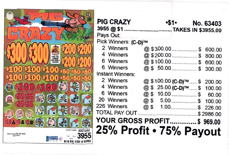 Pull Tab Tickets - Chips - Game - Pick Board - Pig Crazy - 3,955 Ct - Etsy