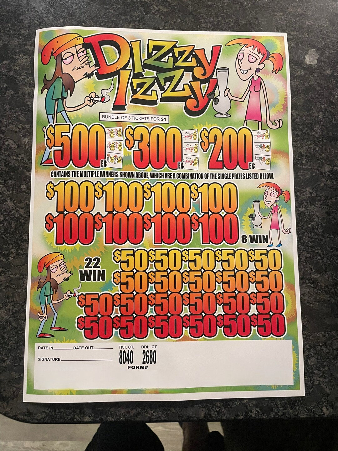Dizzy Izzy Heaven Jar Ticket Pull Tab Ticket Ticket for Amusement
