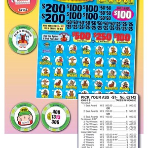 Pull Tab Tickets - Chips - Game - Pick your Ass - 4,068 ct