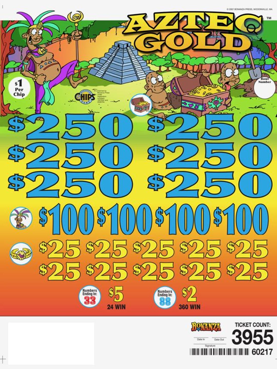 Pull Tab Tickets - Chips - Game -aztec Gold - 3,955 Ct - Etsy