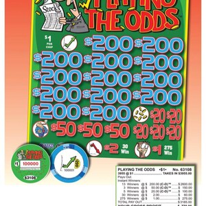 Pull Tab Tickets - Chips - Game - Pick Board - Playing the Odds - 3,955 ct