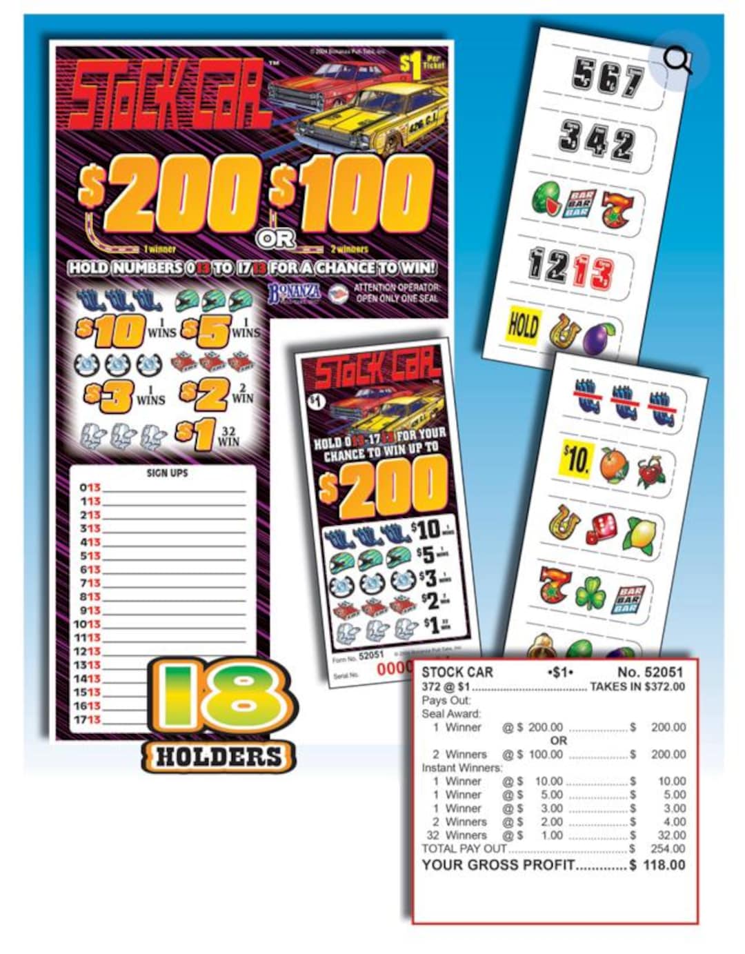 Pull Tab Ticket - Hard Card Tickets - Game - Stock Car - Etsy