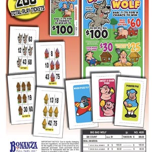Big Bad Wolf - Pull Tab Ticket - Hard Card- Ticket for Amusement Purposes Only