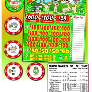 Pull Tab Tickets - Chips - Game - Buck Naked - 3,955 ct