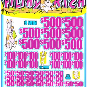 Filthy Rich - Jar Ticket - Pull Tab Ticket - Ticket for Amusement purpose only