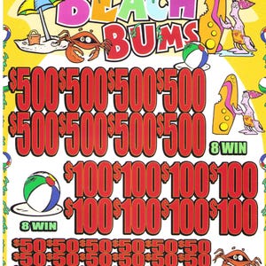 Beach Bums 7,440 ct- Jar Ticket - Pull Tab Ticket