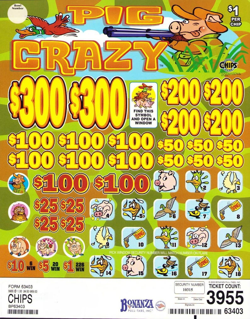 Pull Tab Tickets - Chips - Game - Pick Board - Pig Crazy - 3,955 Ct - Etsy