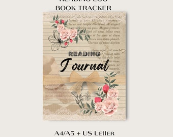 Printable Reading journal: Book journal and reading tracker for book lover, reading log, Journaling, digital book journal , instant download