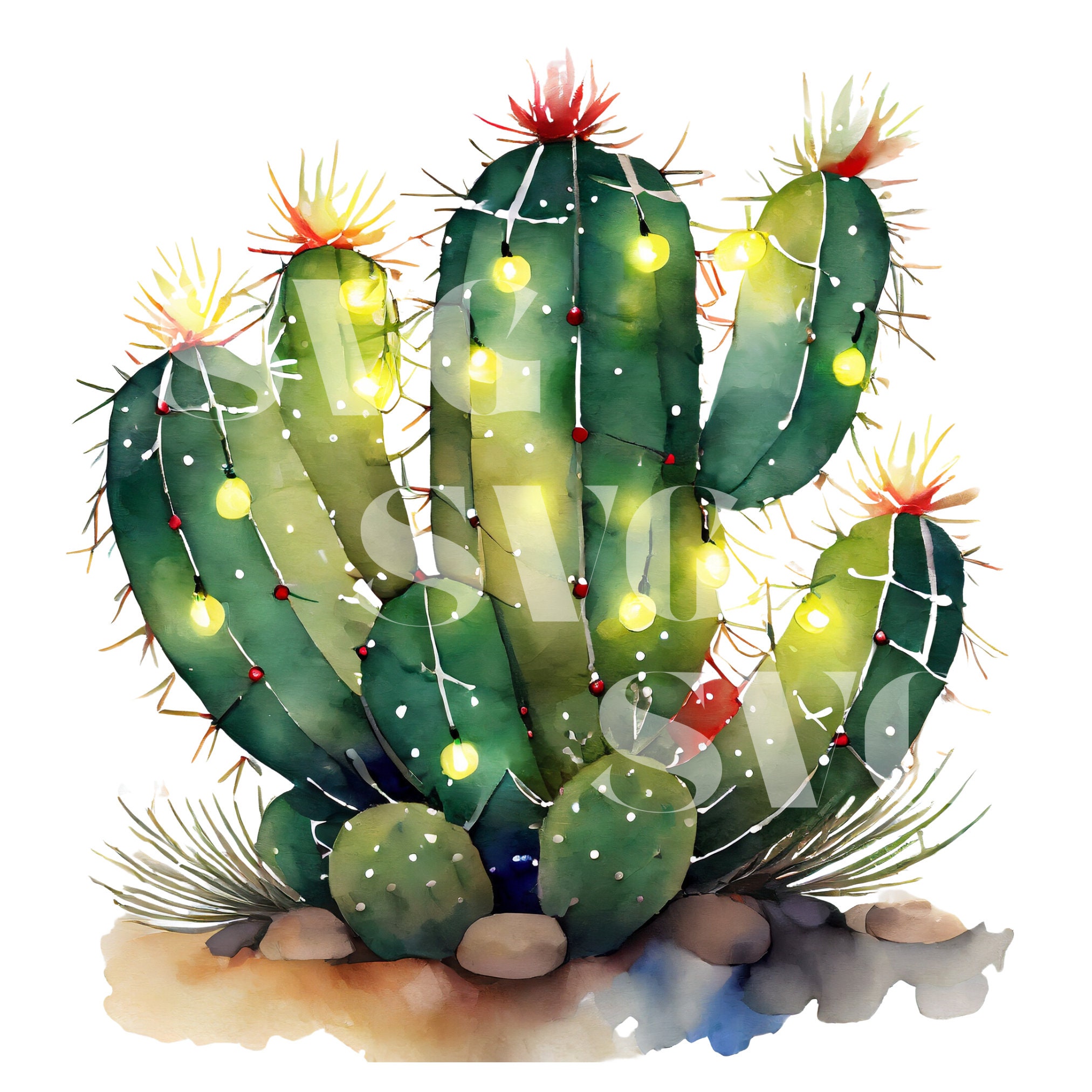Cactus SVG PNG, Christmas Cactus Santa Hat, Christmas Cactus Clip Art