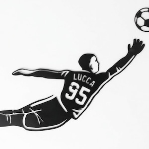 Personalized Soccer Goalkeeper SVG, Custom Name and Number Goalie Laser Cut File, Football Wall Decor DXF, Glowforge Vector Digital Download