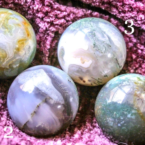 Premium Moss Agate Spheres - High Grade Mini Natural Stones for Home Decor and Positive Energy - Choose Your Own or Whole Set