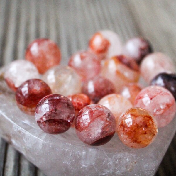 Sparkling Fire Quartz Marbles - Mini Polished Spheres - High Grade Crystal Gemstones