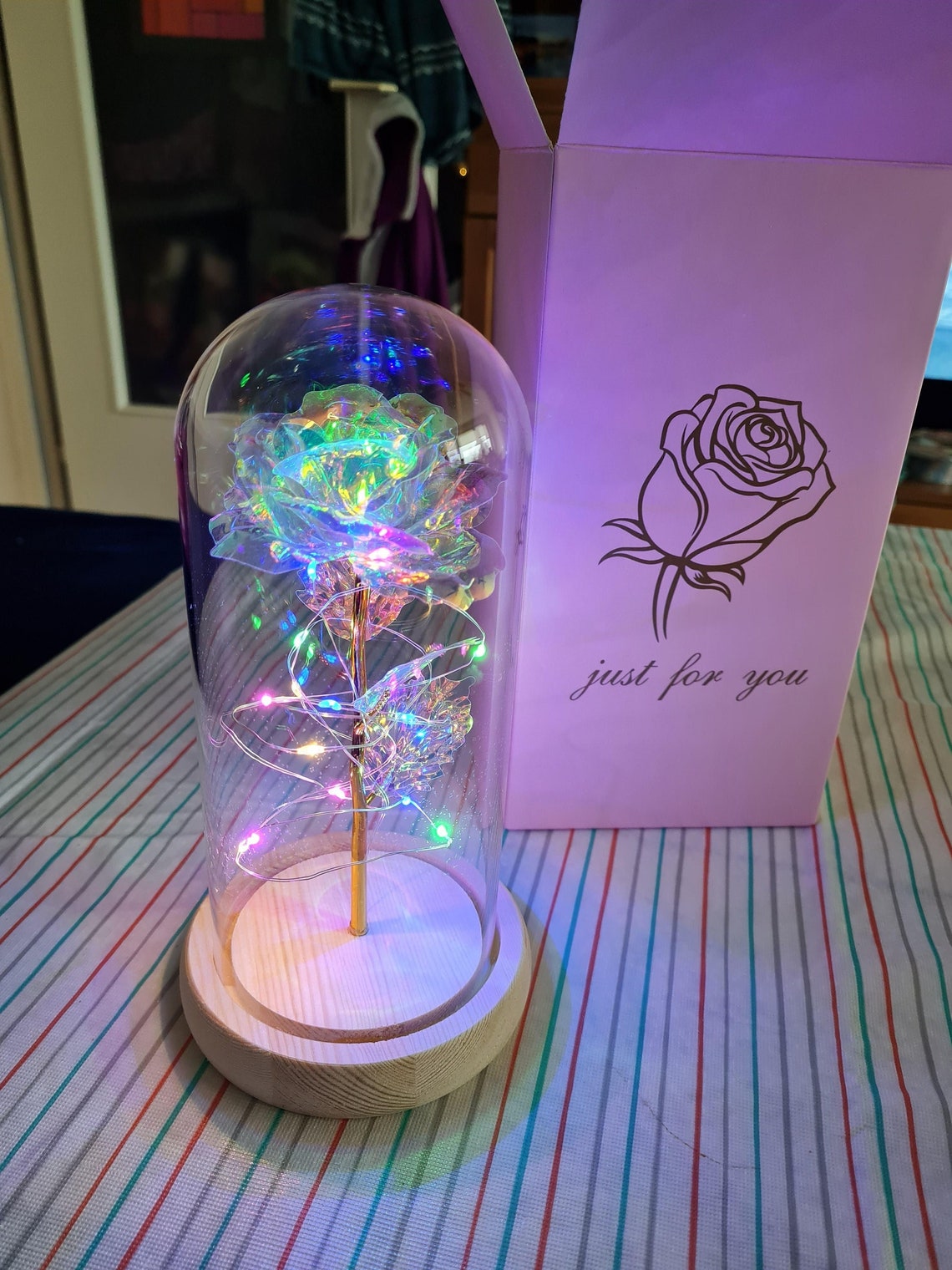 Rose Flower Lamp Galaxy Rose Eternal Rose Eternal Flower Etsy