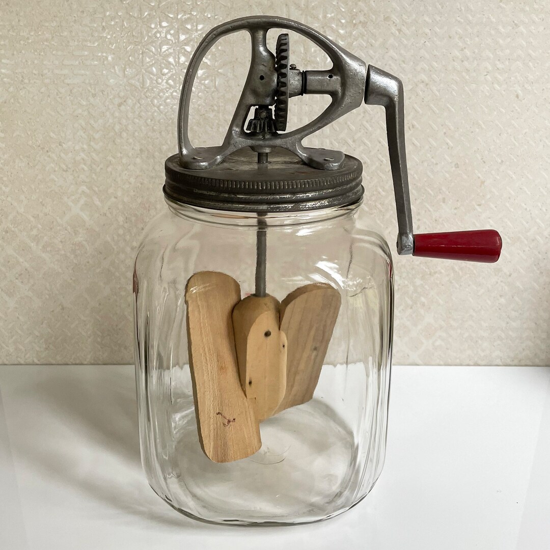 Vintage Butter Churn Glass Jar 4QT Etsy