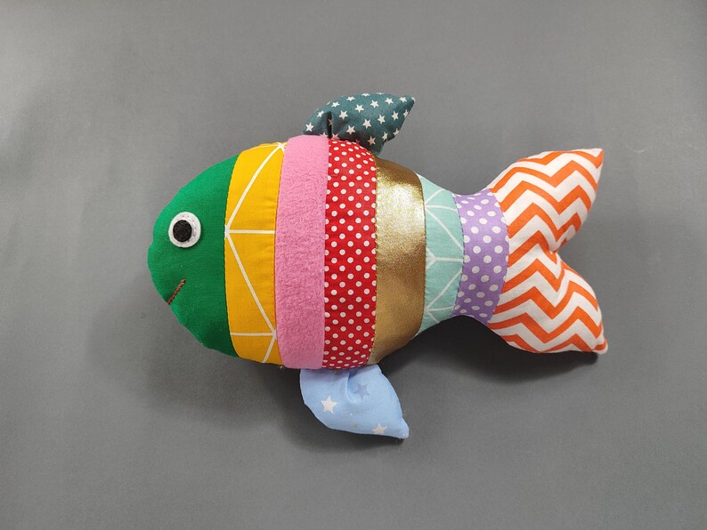 Patchwork Fish Patchwork Fish Plush Sewing Pattern: Rainbow Fabric Scraps Soft Toy ...
