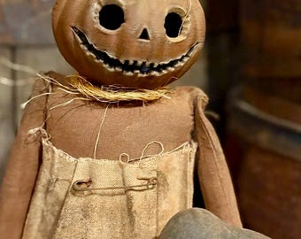 Handmade Primitive Pumpkin Doll (PREORDER)