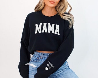 Mama Keepsake Sweatshirt Personalized with Kids Names on Sleeve New Mom Sweatshirt Gift Customized Mama Sweatshirt Expecting Mom to be Gift