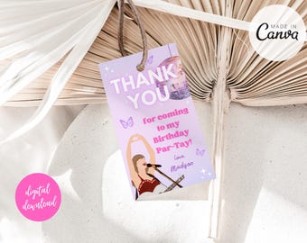 Printable Eras Thank you Tags 2X3.5in In my Birthday Era Trendy Taylor Glitter Birthday Era Party Favor Tags Music Themed Gift Favor Tags