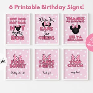 Minnie Inspired Birthday Party Signs 8x10 Big Bow Bundle Party Favors Signs Cute Mouse Birthday Bundle Minnie Birthday Digital Template