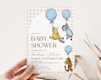 Winnie the Pooh Baby Shower Invite, Classic Winnie The Pooh Boy Baby Sprinkle Invite, Vintage Pooh Bear, Little Hunny Baby Shower Invite