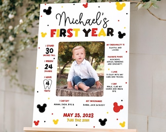 Editable Mickey Inspired Milestone Board, Boy First Birthday Milestone, Cute Mouse 1st Birthday Party, Oh Twodles Mickey Birthday Invite