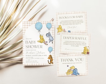 Winnie the Pooh Baby Shower Invite Classic Winnie The Pooh Baby Boy Bundle Baby Sprinkle Invite Vintage Pooh Bear Little Hunny Baby Shower