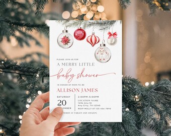 Merry Little Baby Shower Christmas Baby Shower Invite Santa Baby Baby Shower Holiday Baby Shower Holiday Christmas Baby Shower Decorations