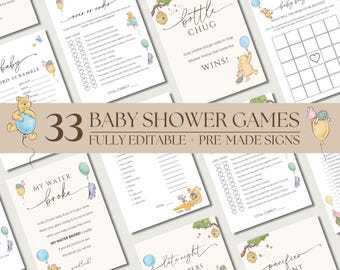 Classic Winnie the Pooh Baby Shower Games and Signs Winnie The Pooh Baby Bundle Winnie The Pooh Baby Shower Decorations Little Hunny Shower