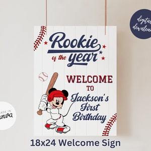 Editable Rookie of the Year FIRST BIRTHDAY Party Bundle Baseball 1st ...