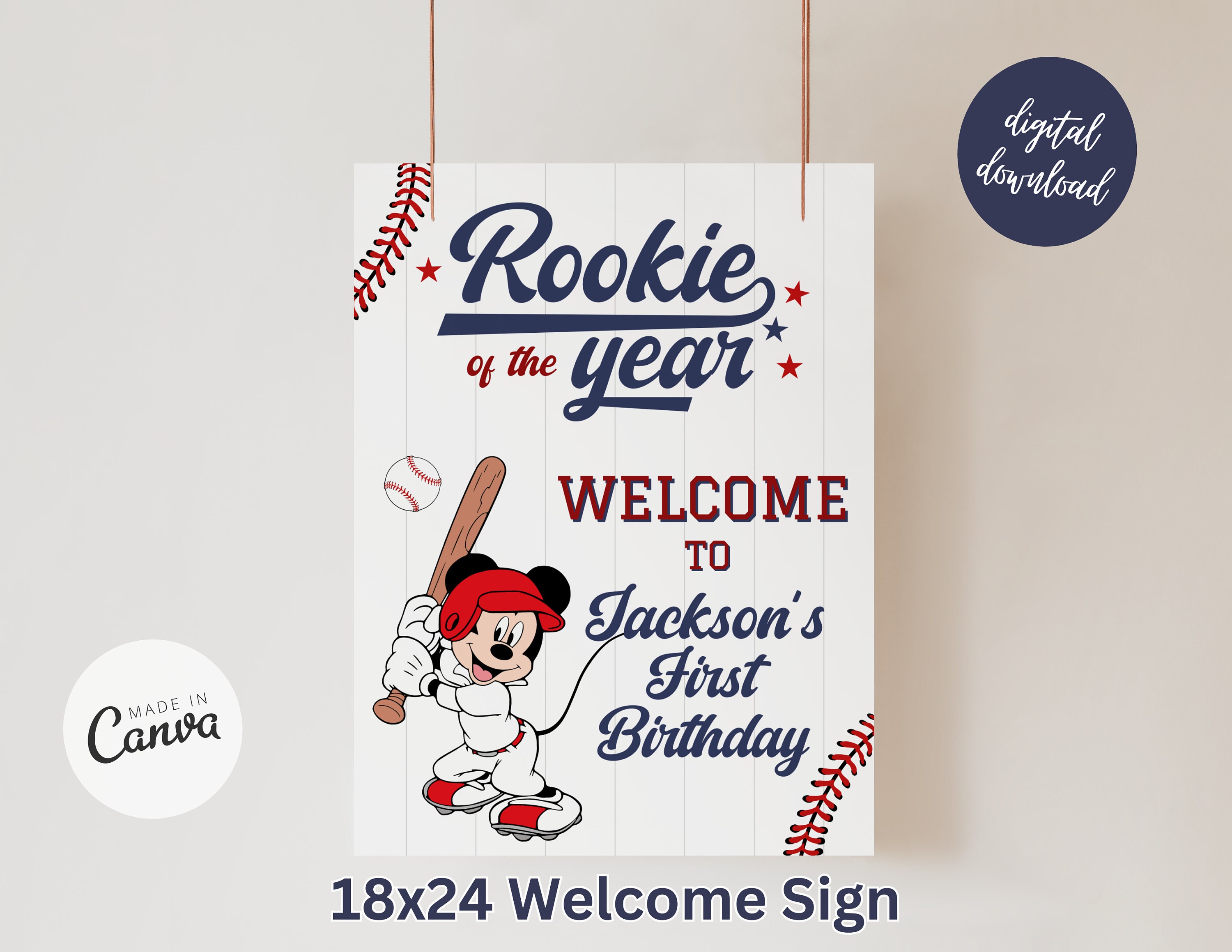 Editable Rookie of the Year FIRST BIRTHDAY Party Bundle Baseball 1st ...