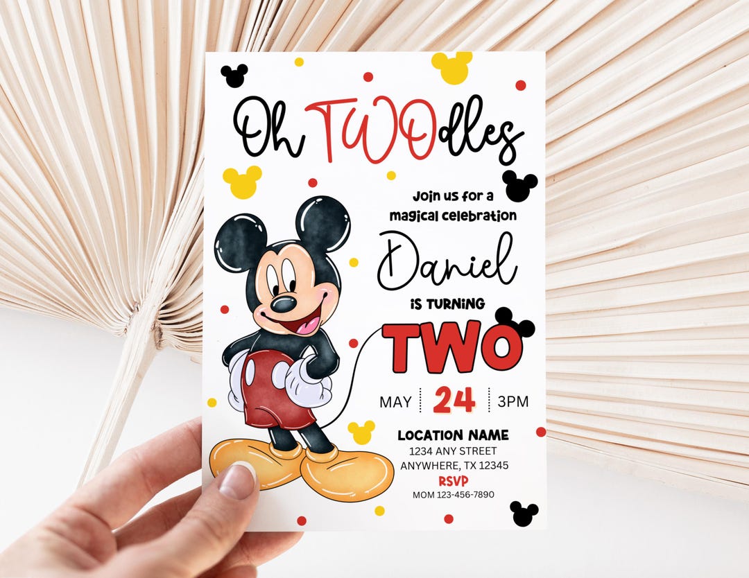Editable Oh Twodles Birthday Invitation Boy 2nd Birthday Invite Cute