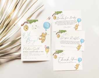 Winnie the Pooh Baby Shower Invite Classic Winnie The Pooh Baby Boy Bundle Baby Sprinkle Invite Vintage Pooh Bear Little Hunny Baby Shower