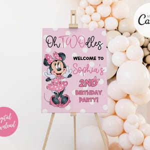 Bearbeitbares Oh Twodles Geburtstag Willkommensschild Minnie 2.Geburtstag Süße Maus Zweiter Geburtstag Oh Twodles Invitiation Boho Minnie Girl Einladen