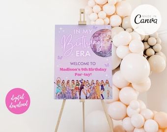 Printable In My Birthday Era Welcome Sign 18X24 Eras Birthday Party Theme Decorations Trendy Taylor Digital Welcome Party Sign Ts Party