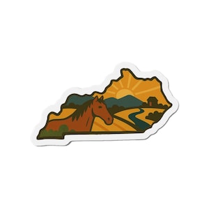 Kentucky State Magnet: Horse & Farm Sunset, Rustic Travel Souvenir