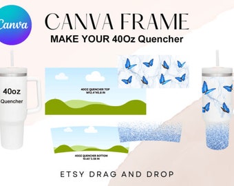 40oz Quencher Tumbler Canva-sjabloon en testmodellen