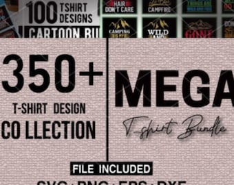 350+ T-shirtontwerpen | Digitale grafische megabundel | De droom van makers van aangepaste kleding
