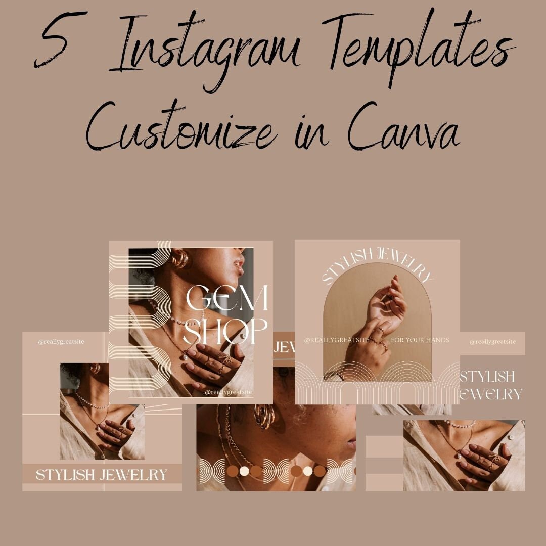 Instagram Post Template Bundle - 5 Canva Editable Templates in Earth ...
