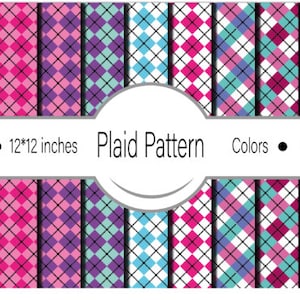 Plaid Perfection: 9 Plaid Themed Seamless Patterns | Pink, Purple, Blue | Instant Digital Download