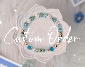 Bracelet de l'amitié personnalisé : bleu | Bracelet d'amitié en perles | Visite des époques | Bijoux d'amitié personnalisés